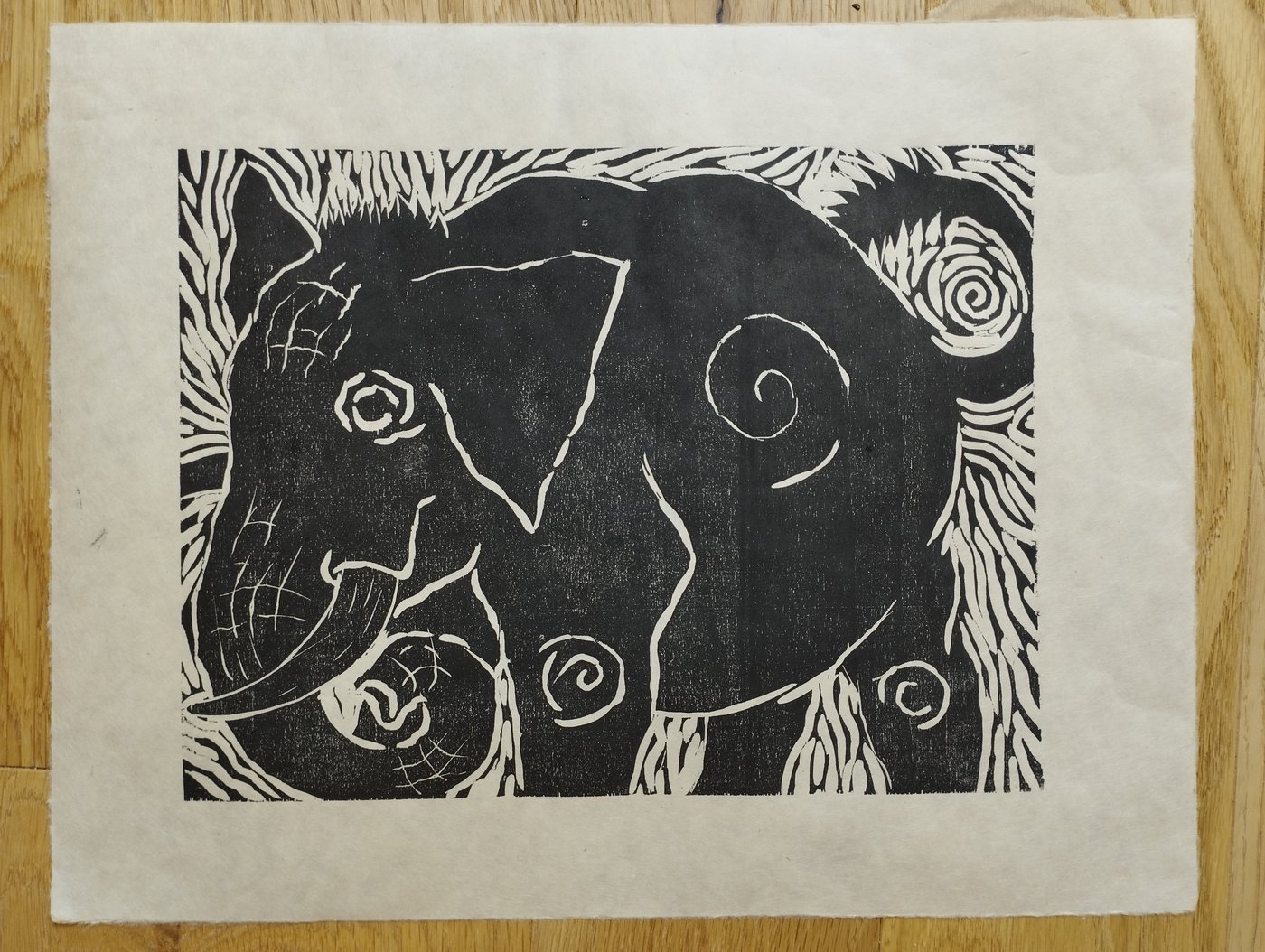 Elephant Woodcut