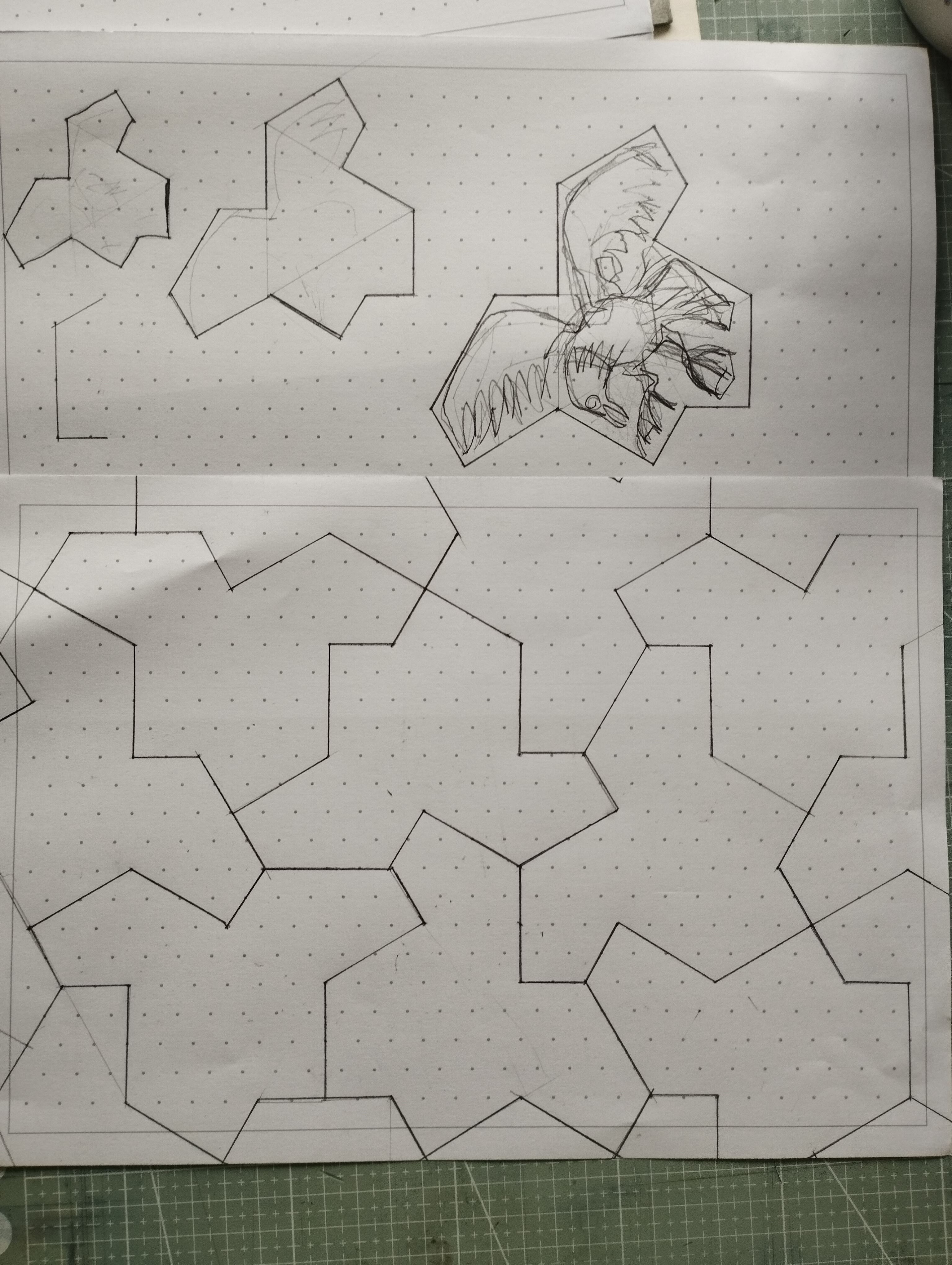 designing the seagull tile using isometric graph paper