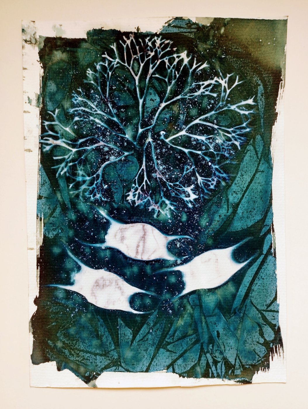 Seaweed and Mermaids Purses Cyanotypes 1