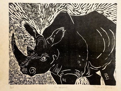 Rhinoceros Woodcut